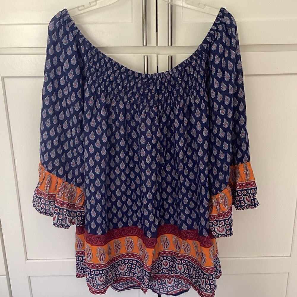 Beachlunchlounge Smocked Peasant Top Blouse Sz 3X Boho
